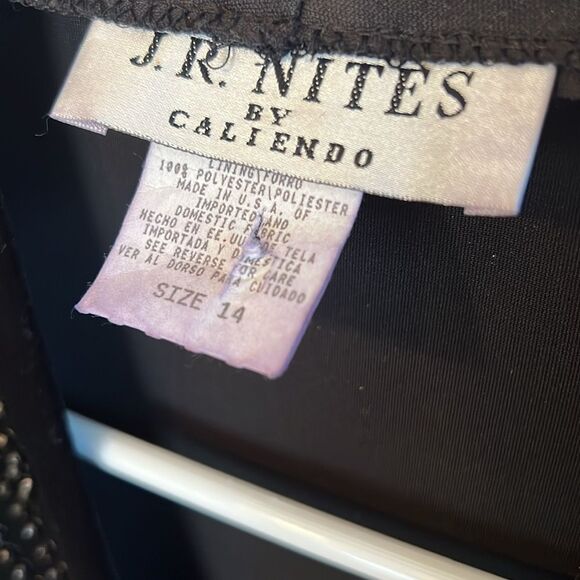 J.R. Nites flared sheer long sleeve button up velvet rhinestone top size 14 - Picture 2 of 11